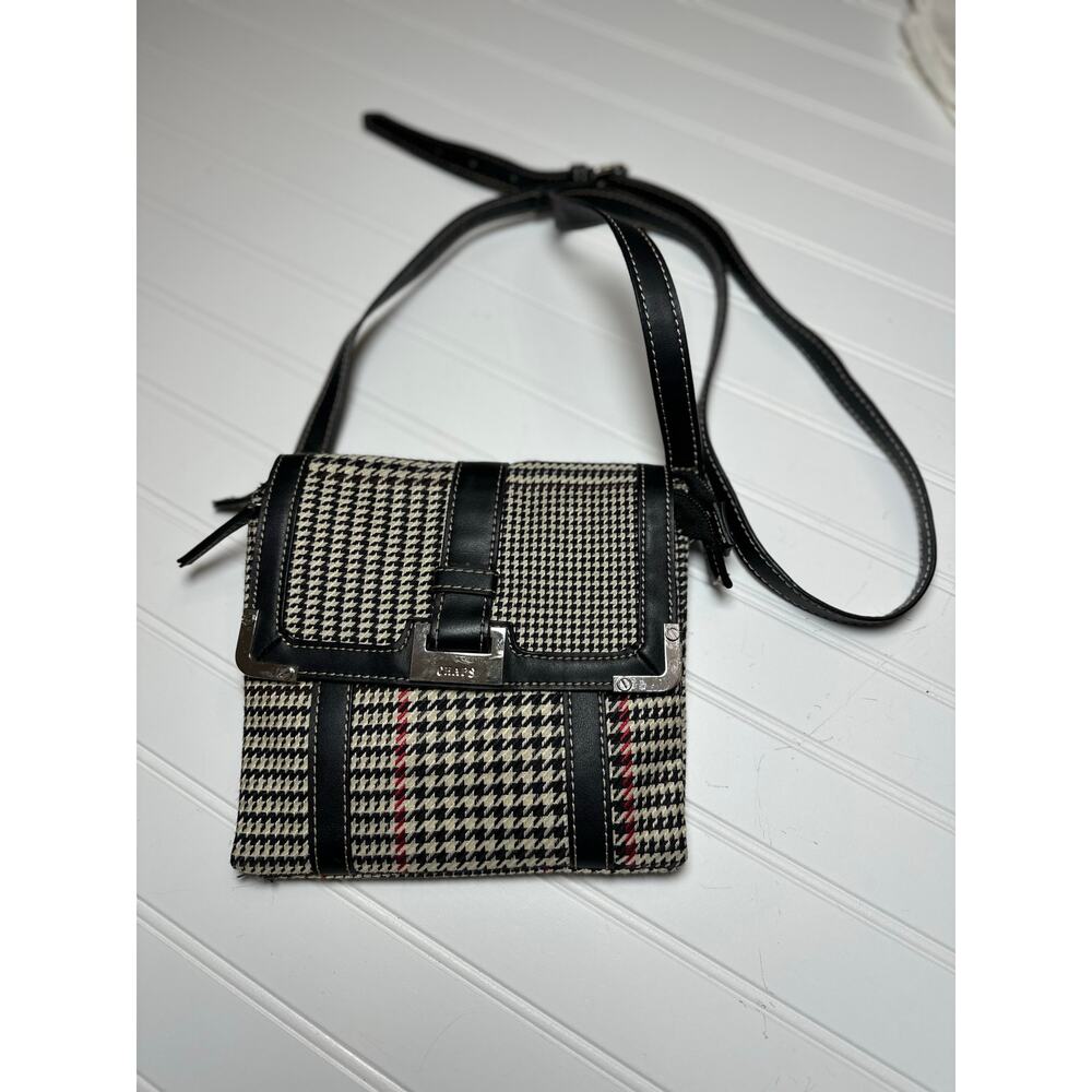 Chaps Houndstooth Patterned Crossbody Bag Black L… - image 2